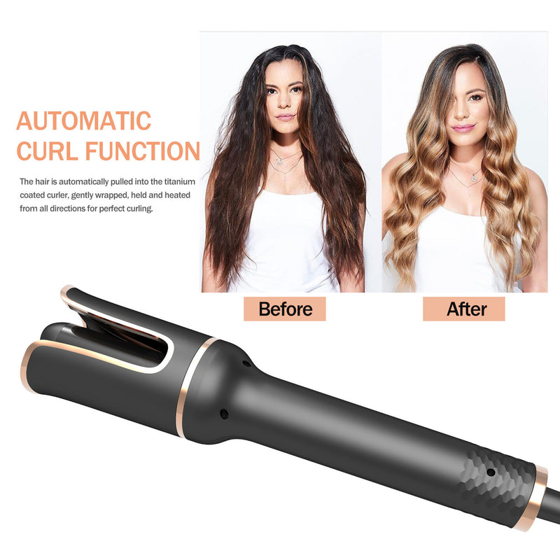 Black Automatic Spiral Electric Curling Iron Negative Ion