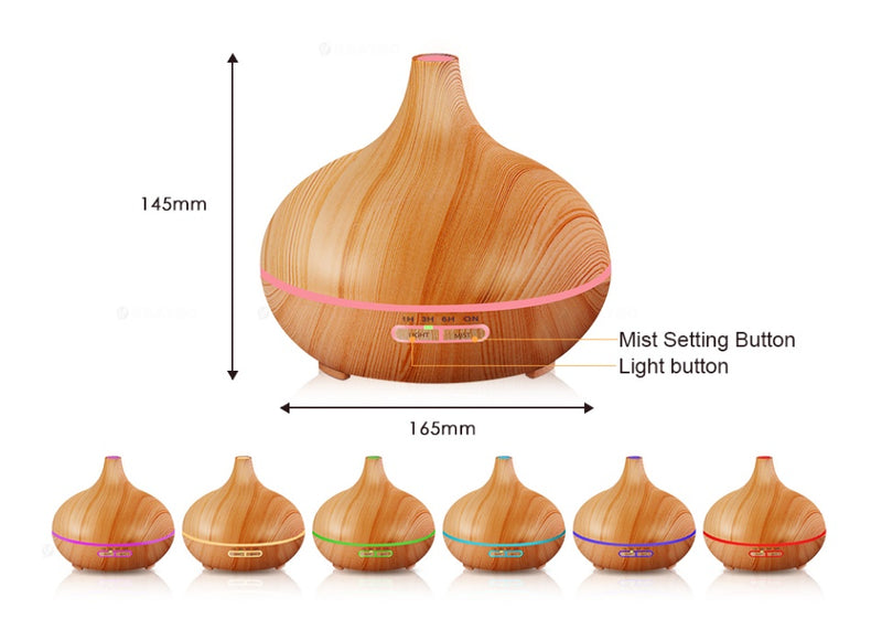 Ultrasonic Aroma Diffuser Humidifier Wood Grain